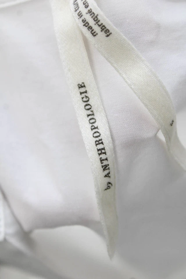 Anthropologie, Women Maxi Shirt Dress White Cotton Short Sleeve Boho Size S - Image 4 of 4