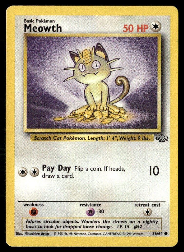 Meowth Common Unlimited Jungle 56/64 NM Pokémon TCG