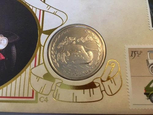 ISLE OF MAN STAMPS BENHAM COIN FIRST DAY COVER 1996 CARS TYPE 3 £2 MINT COIN