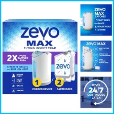 Effortless MAX Indoor Fly Trap - 1 Plug-in Base & 2 Adhesive Cartridges Included