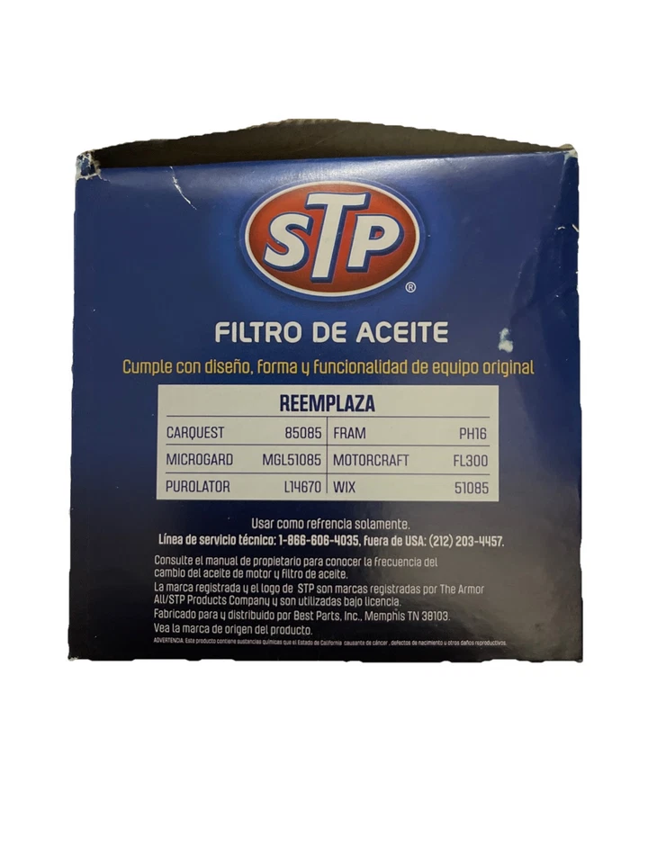 Filtro de aceite de motor STP S16. Diseñado para durar hasta 5000 millas entre cambios Foto 2 de 4
