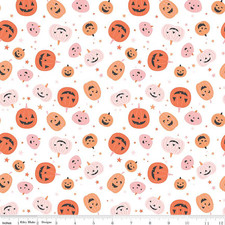 1/4 Yard 9 x42 Riley Blake "Hey Pumpkin" Pumpkins White Halloween Quilt Cotton