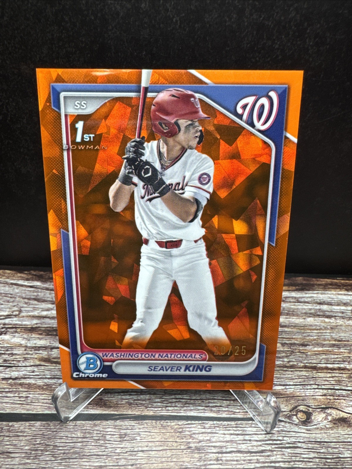 2024 Bowman Draft Seaver King Orange Sapphire Chrome Refractor /25 #BDC-62 (RC)