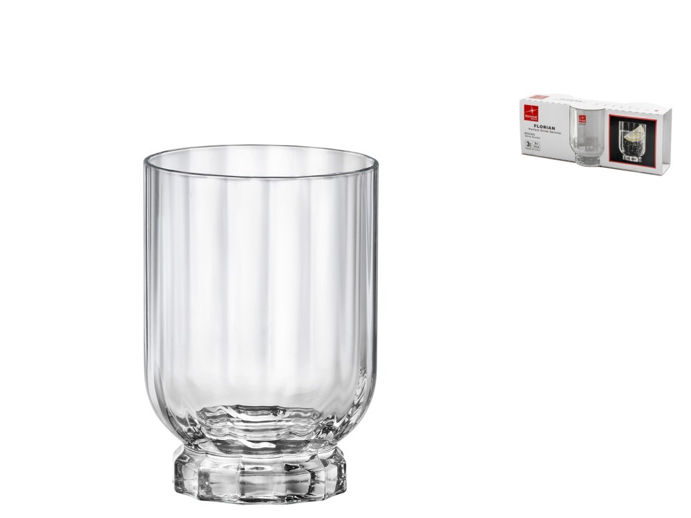 Bormioli Rocco Set Of 3 Florian Rocks Glasses In Glass With Base 30 Cl