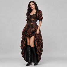 Halloween Steampunk Kostüm Damen Set Vampir Horror Zirkus Grusel Komplettset