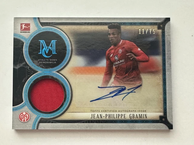 18-19 Topps Museum Autograph Relic Sapphire /75 #MAR-JPG Jean-Philippe Gbamin RC