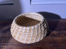 Hand-woven Pine Needle Basket Native American 6.25”