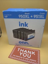 onn. HP 950XL Black and 951XL Color Ink Cartridges, 4 Pack NEW EXP 12/2024