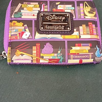 Loungefly Disney Villains Bookshelf Small Purple Wallet Maleficent Cruella Queen