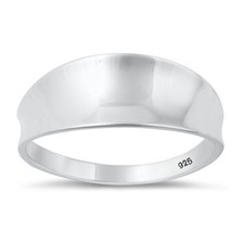 Concave High Polished Fashion Ring New .925 Sterling Silver Band Sizes 4-10