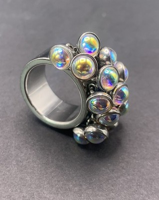 Vintage Love Explosion Prismatic Ring by Swatch Bijoux size 6 Iridescent