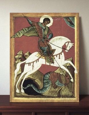Saint George scene of The Miracle of the Dragon Orthodox Icon 12x15 cm (5 x6 )