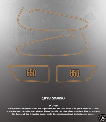 YAMAHA 1978 XS650 FUEL TANK SIDE COVER DECAL KIT | eBay