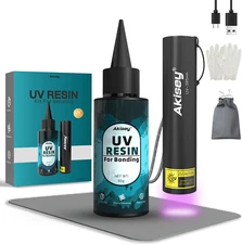 UV Resin Kit with Light, 50G UV Resin with Rechargeable 395NM UV Flashlight, Fas