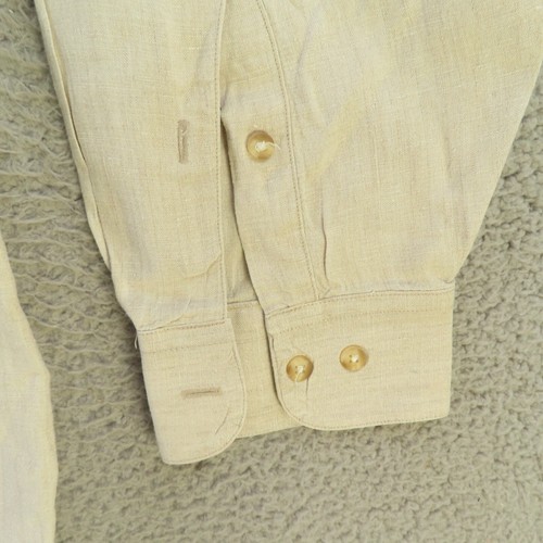 Perry Ellis Shirt Mens Large Brown Solid Long Sleeve utton Up 100% Linen - Picture 2 of 9