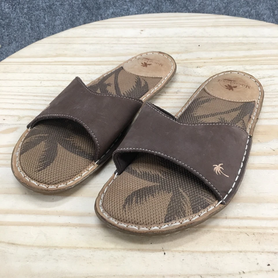 Sandalias Margaritaville Mujer 9 Negril Informales Sin Cordones Planas Deslizables Cuero Marrón Foto 3 de 4