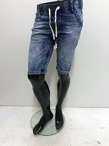 Herren Bermuda Denim Jeans Sommer Stone Washed Basic Mode Blau Kurze Strand Hose - Picture 6 of 12