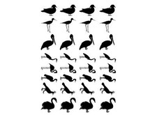Ducks and Birds 32 pcs 0.75 Inch Black Fused Glass Decals