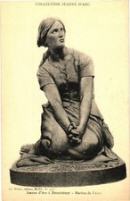 Domrémy Francia Estatua de Juana de Arco por Chapu Reverso Dividido Postal c. 1910