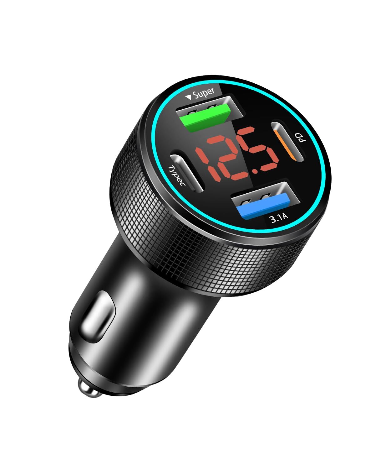 66W 4-Port USB C Car Charger with 30W PD & 3.1A Fast Charging Aluminum Alloy  