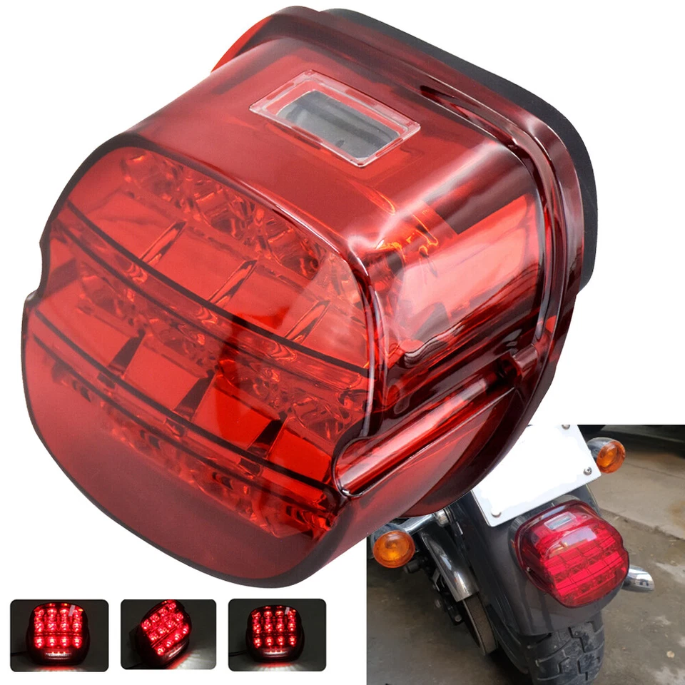 Motorcycle Red Len Dyna Tail Rear LED Light Brake Lamp For Harley Softail Fatboy - Image 3 of 4
