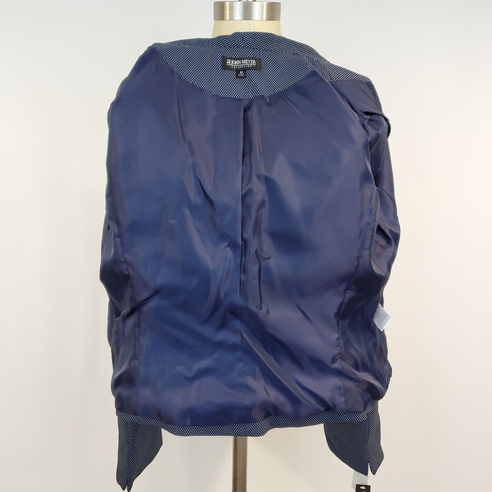 John Meyer Collection Blazer Jacket Blue White 10 Career Preppy Nautical