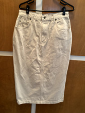 womens beige/khaki/stone long denim skirt - size 13/14