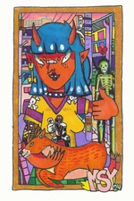 New MSYiii 2024 3x5 Colorful Drawing Goth Punk Drawing Girl Near a Train station