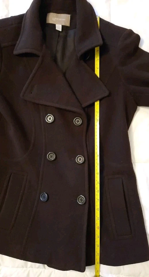 Abrigo Croft & Barrow Mujer Espresso Mezcla Lana Doble Pecho Forrado Chaquetón M Foto 4 de 4