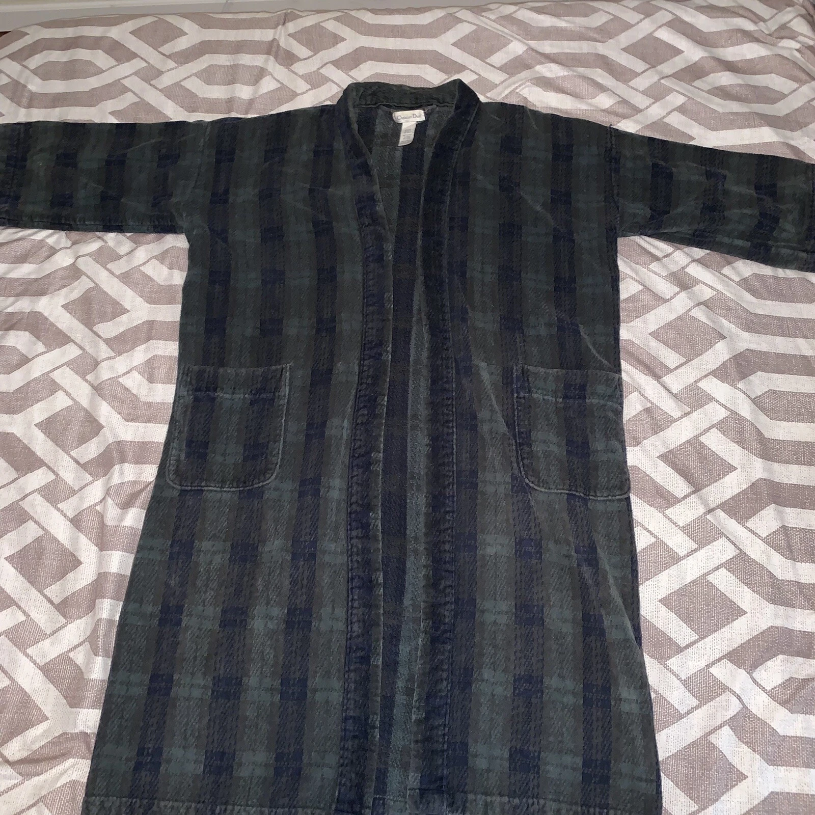 Vintage   Robe de bain Christian Dior tissu éponge flanelle épaisse (manque cravate)