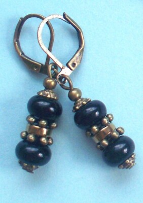 double JADE & HEMATITE roundels Lever back handcrafted CHOOSE X3