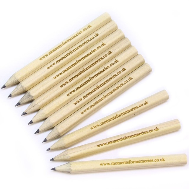 Pack of 12 Laser Engraved Mini Golf Pencils Promotional Personalised