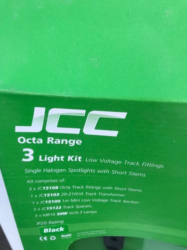 Black LV Track Light Kit NEW complete with 3 adjustable spots +Lamps JCC 15110 - Picture 3 of 6