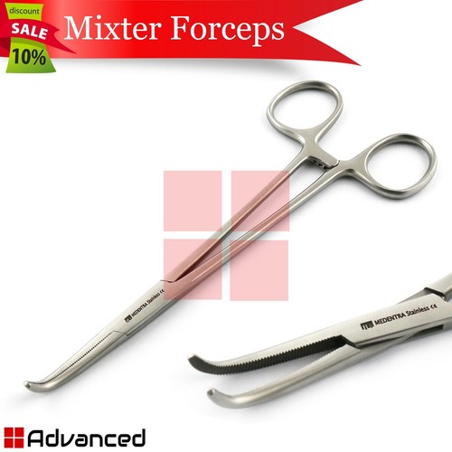 Pinzas mezcladoras de hemostático abrazaderas de disección de tejido quirúrgico curvado de 18 cm - Imagen 2 de 4