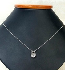 18k White Gold and Round Brilliant Diamond Necklace Pendant 20'' Length