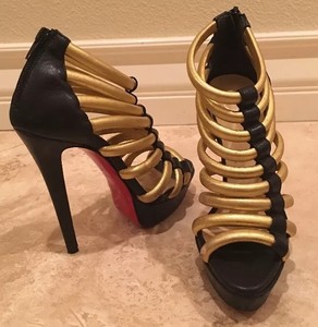 louboutin gold strappy heels