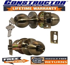 Constructor Chronos Entry Keyed Door Lockset Knob Handle Antique Bronze Finish