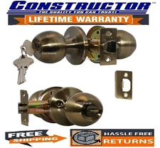 Constructor Chronos Entry (Keyed) Door Lockset Knob Handle Antique Bronze Finish
