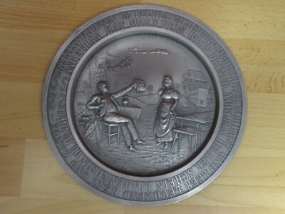 Frieling Zinn Teller Wandteller Lindenwirtin 95% BMF Zinn Ø23 cm
