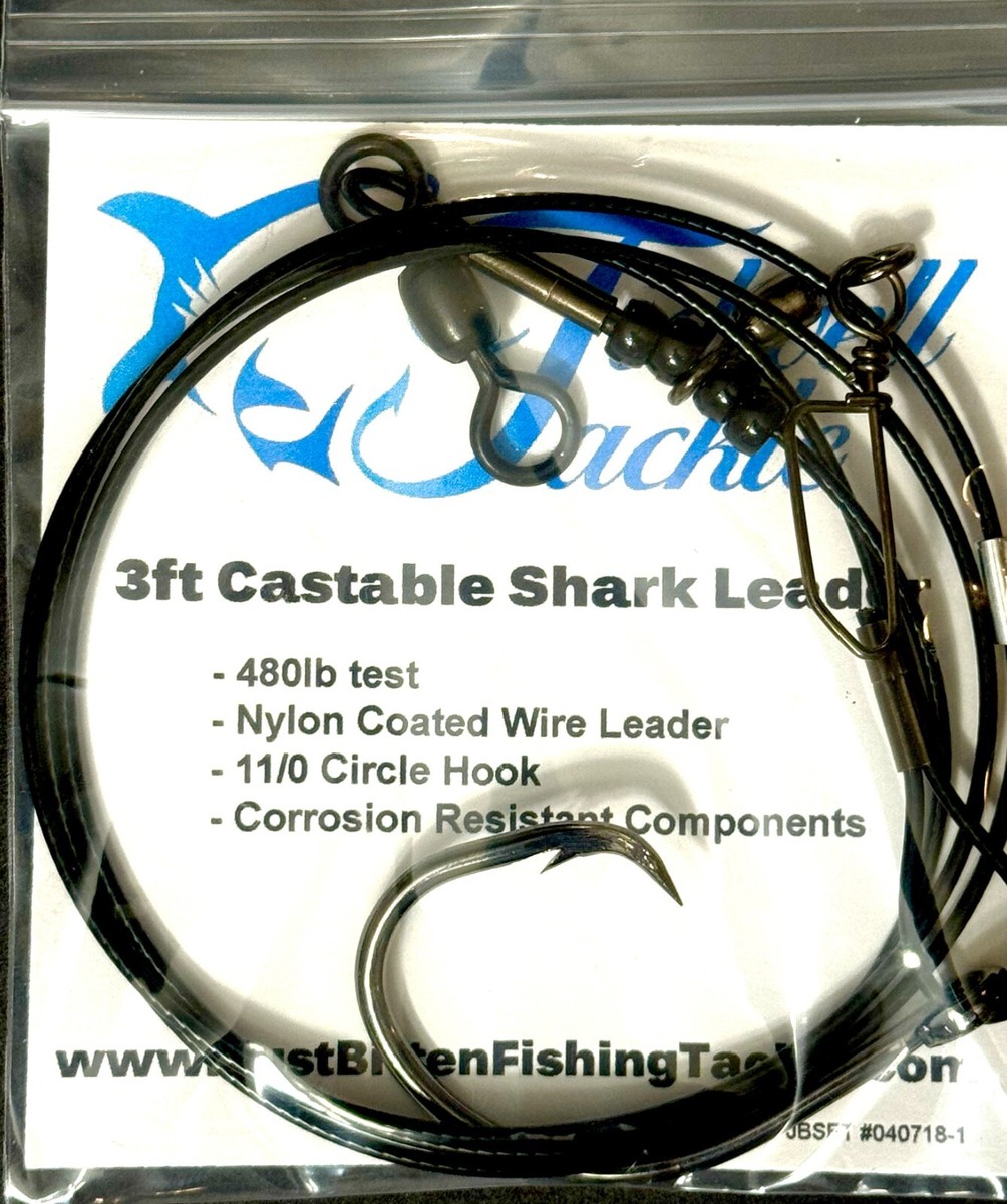 circle hooks for shark fishing Small Shark Rig - 3ft Castable Shark Fishing Leader - Circle Hook Surf  Fishing
