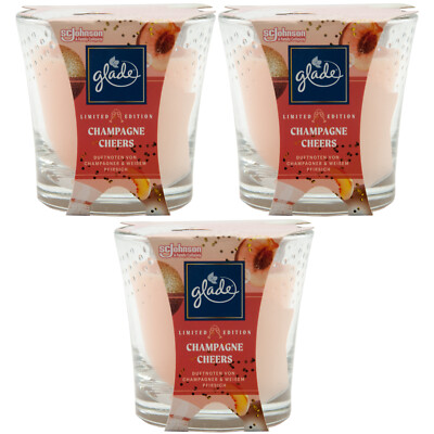 glade Duftkerze CHAMPAGNE CHEERS 3 x 129g Dufnoten von Champagner & Pfirsich