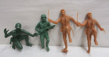 Lot of 4 Vintage Marx 1960s Plastic American Japanese Toy Soldiers 5.5" Tall