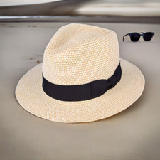Packable Straw Summer Panama  Fedora  Hat With Band New Holiday Hat Beach Light
