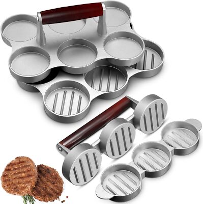 2 Burger Press Patty Maker Mini Meat Sausage Press 6 Slot and 3 Slot Patty Ma...