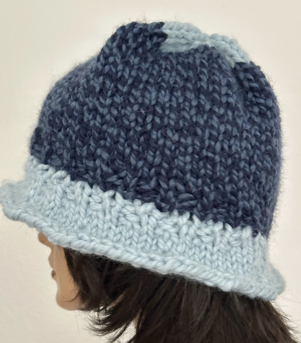 Hand Knits 2 Love Brim Hat Beanie Flower Denim Designer  display picture 3