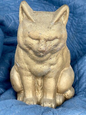 Scarce Antique HUBLEY USA SLEEPING CAT   Doorstop Door Stop Cast Iron Full Roun