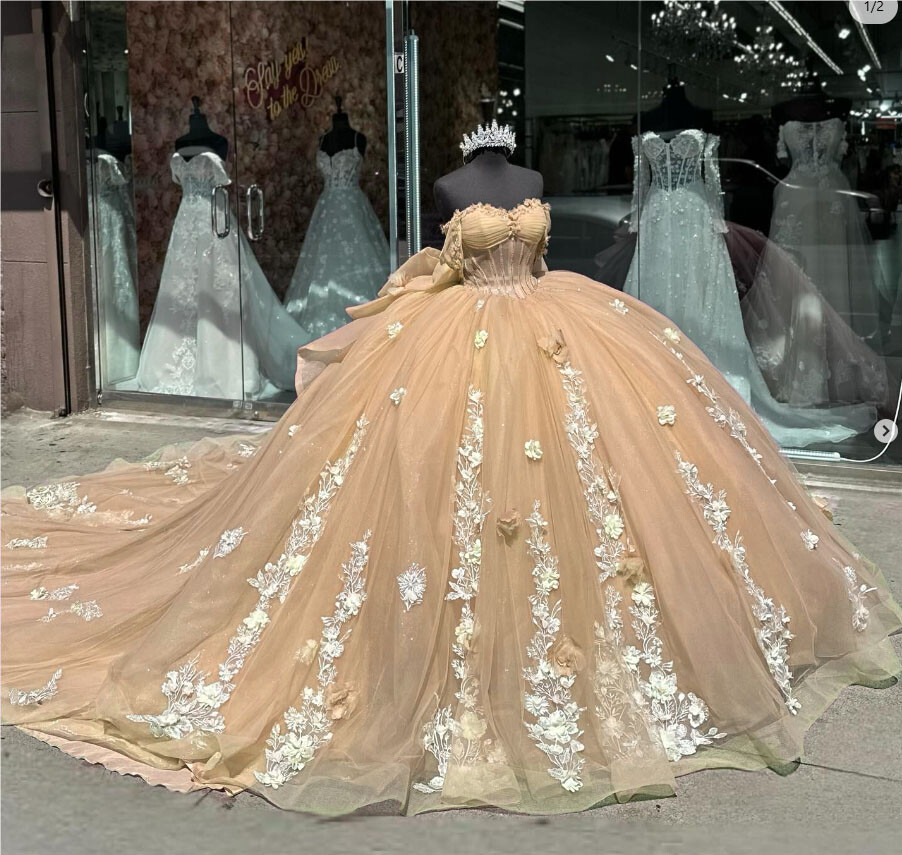 chinese dress ladies Long Pearl Corset Prom Dress: Ladivine CC8801 Rose Gold / 0 main image 1