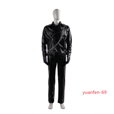 Marvel Ghost Rider Costume Men Cosplay Motorbike Leather Jacket