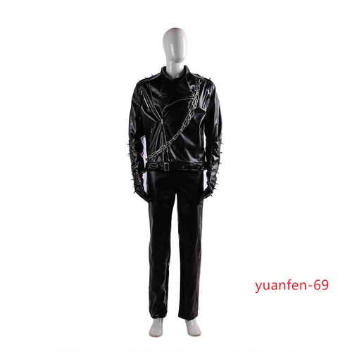 Marvel Ghost Rider Costume Men Cosplay Motorbike Jacket Coat Top Pants Outfit - Picture 2 of 13