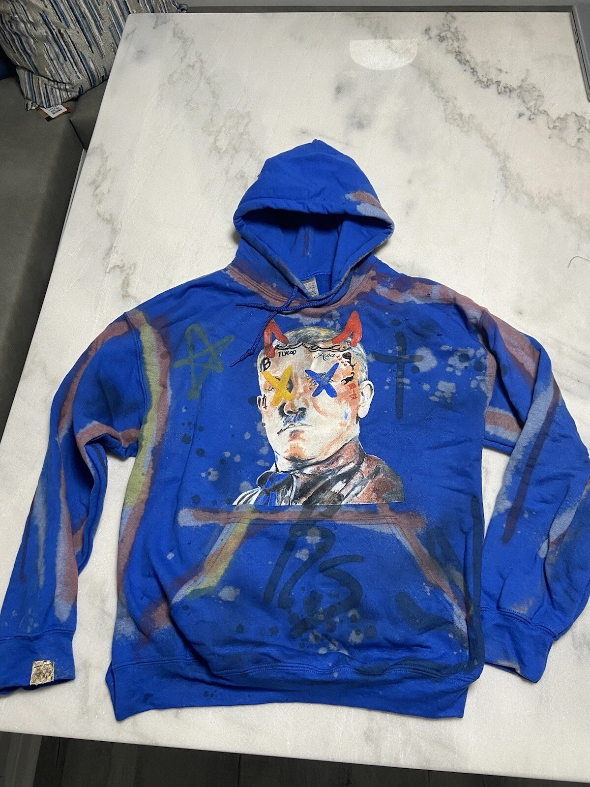 HERMÈS Felpa con cappuccio Westside Gunn Hitler indossa Hermes 8 9 10 Rebirth 187 taglia Large blu GxFR